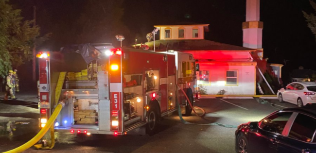 Fire truck at Islamic Center of Tacoma fire