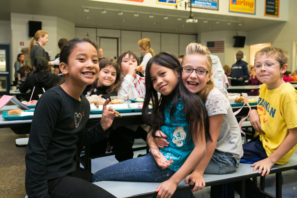 School kids in cafeteria