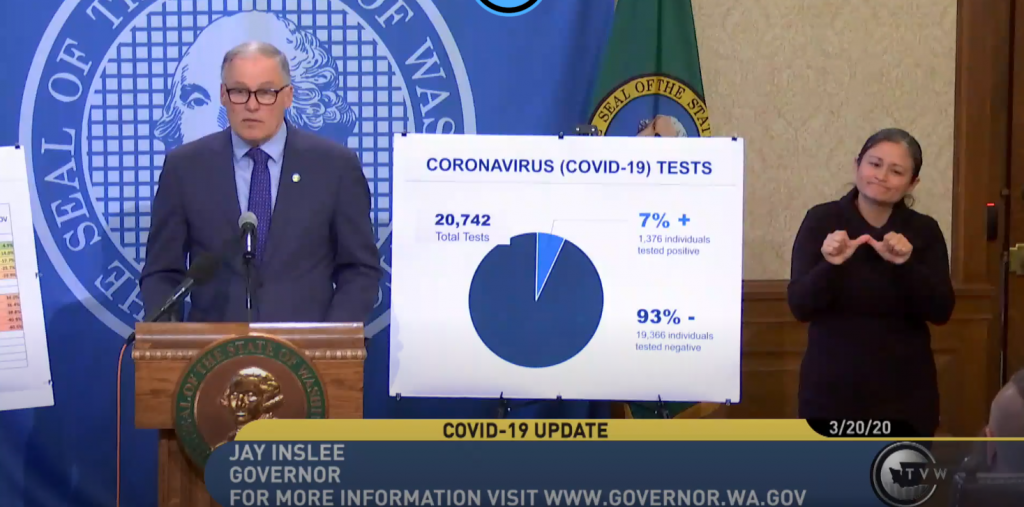 Governor Inslee speaking at a press conference