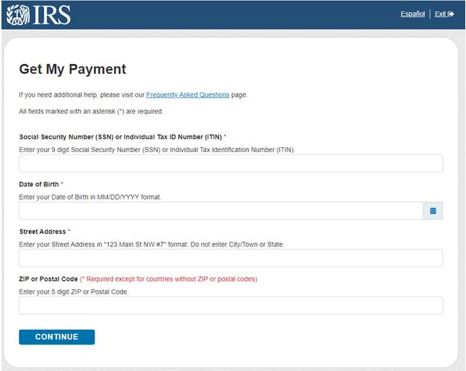 IRS Get Payment website