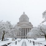 Winter snow event at the Wasington State Capitol in Olympia.