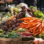 Carrots on display at a farmers market