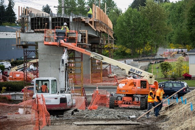 Light rail construction in North Seattle