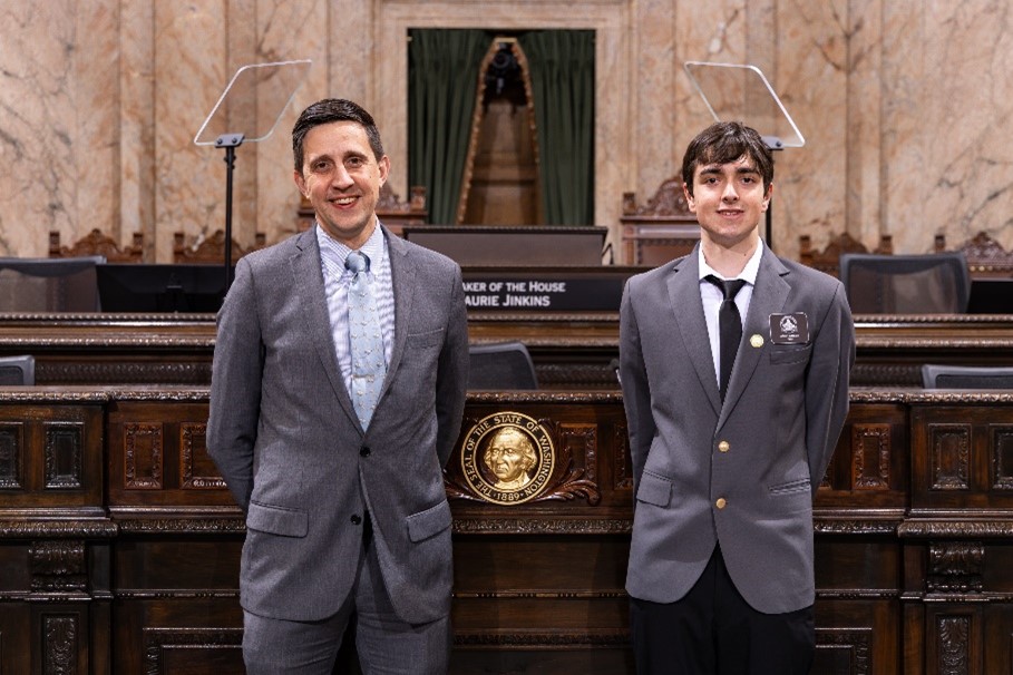 Rep. Ramel with Asher Larsen from Sehome High School