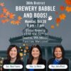 Graphic that has the state capital in the background and portraits of Sen. Noel Frame, Rep. Liz Berry, and Rep. Julia Reed. Text reads: "36th District Brewery Babble and Boos! Monday Oct 20 6pm - 7pm Stoup Brewing 1108 NW 52nd St, Seattle, WA 98107. Families Welcome!"