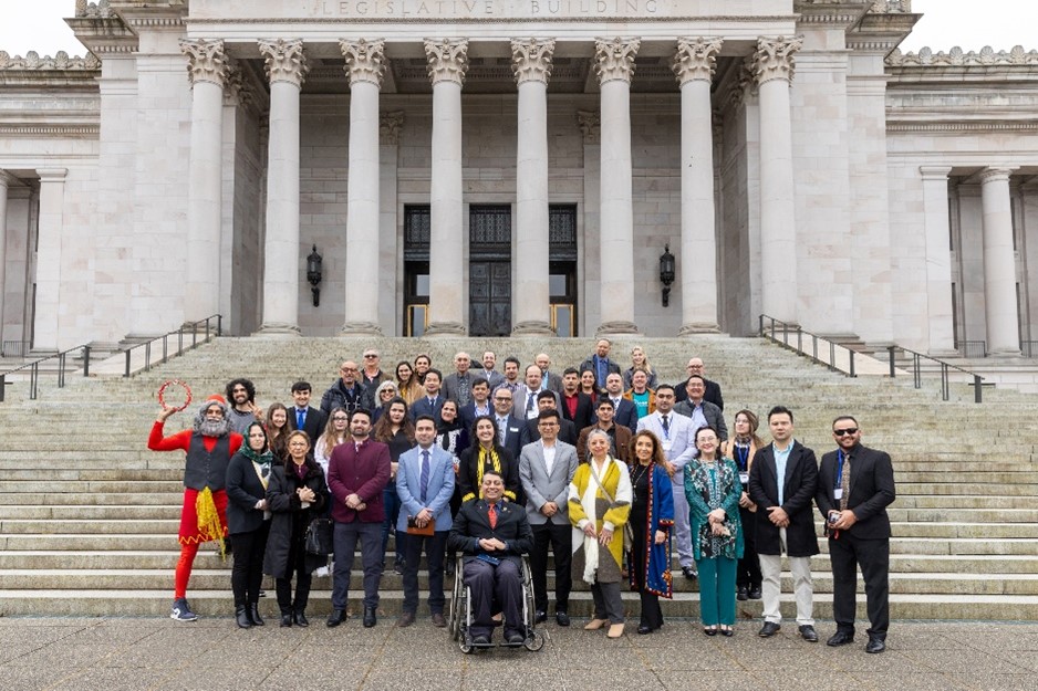 Rep. Farivar is joined by community partners in celebrating Nowruz at the steps of the Capitol Building, following the adoption of HR 4678 to recognize Nowruz. February 27, 2024.