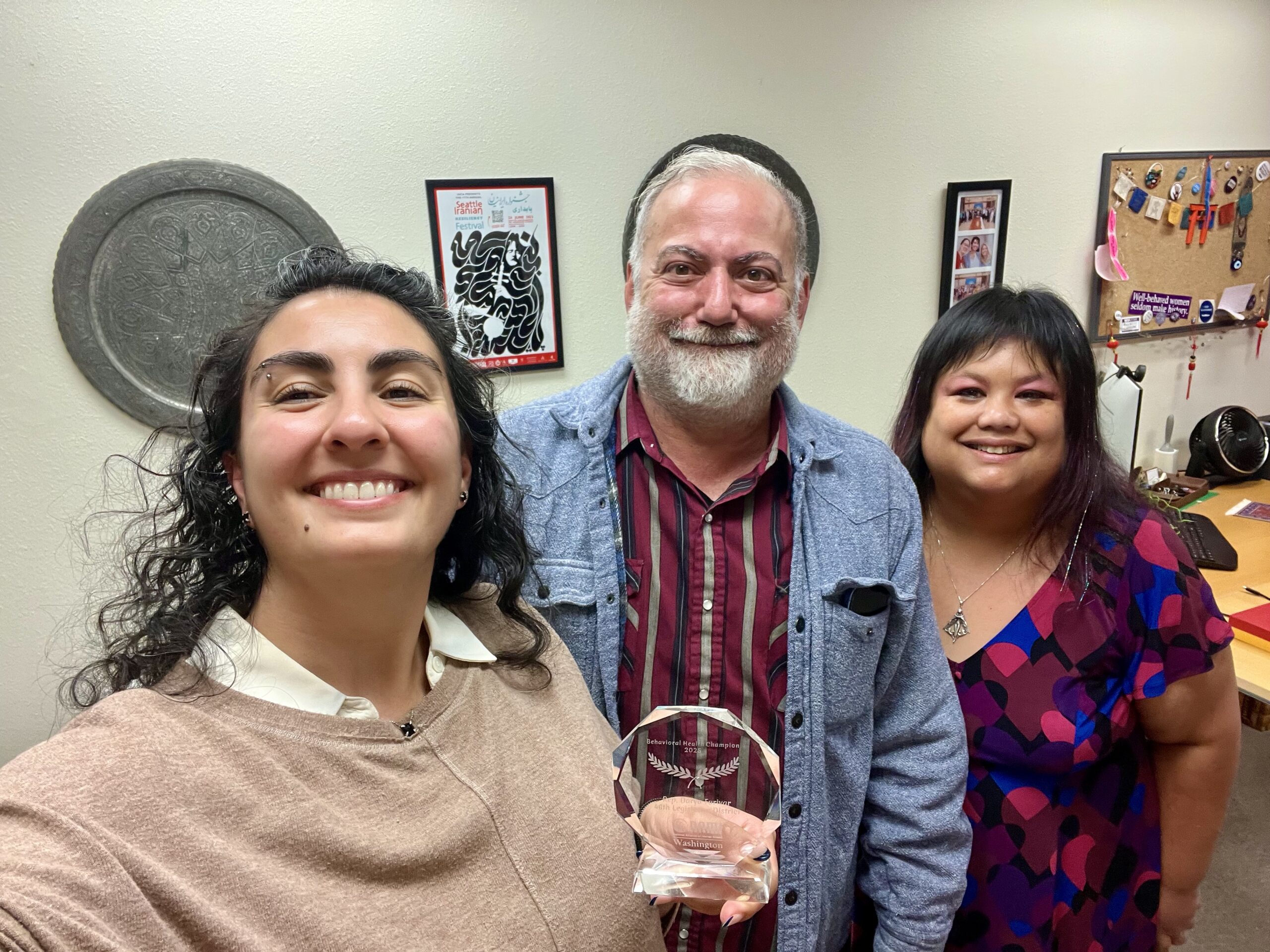 Rep. Farivar meets with NAMI WA staff after being recognized as their 2025 Behavioral Health Champion.